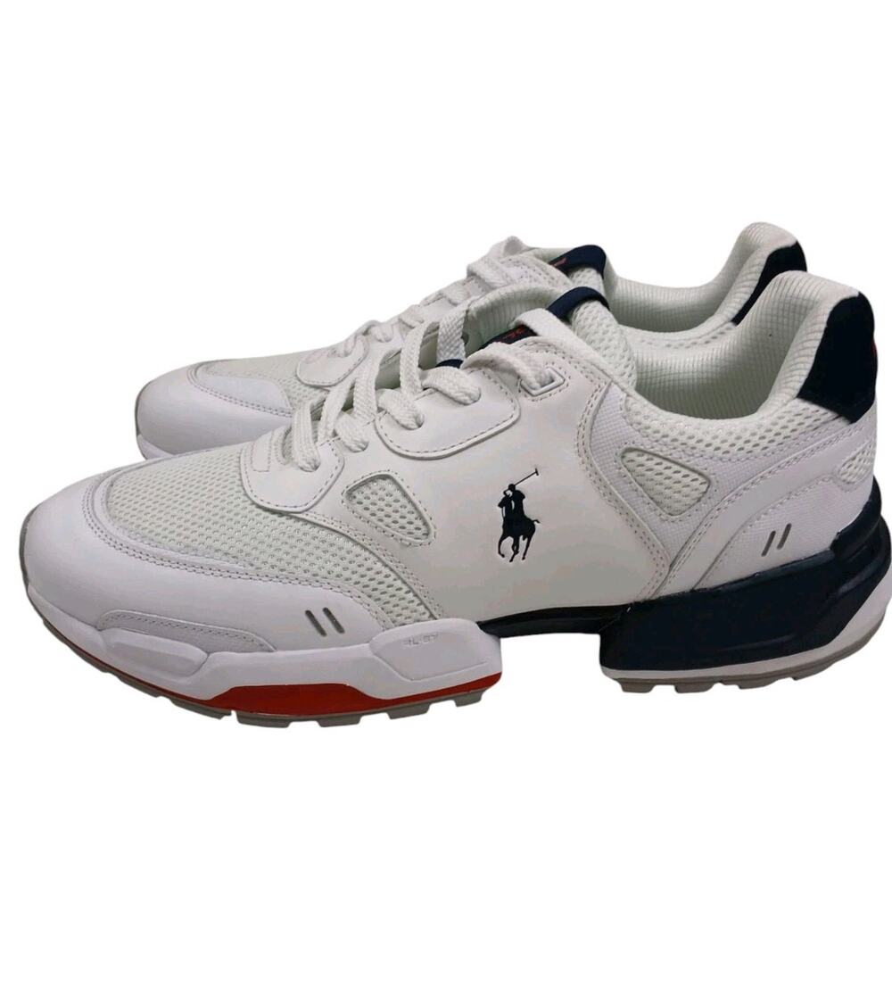Polo Ralph Lauren SZ 11.5 JGR PP-SK-ATH athletic shoes white navy NWOB